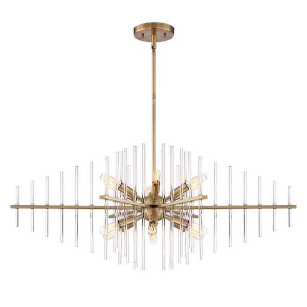 Designers Fountain Reeve 60 Watt 12 Light Brushed Antique Bronze Pendant with Clear Glass Rods 90438-BAB - main